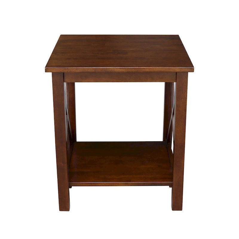 Solid Wood End Table with Butcher Block Top