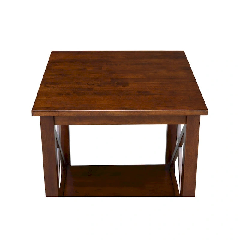 Solid Wood End Table with Butcher Block Top