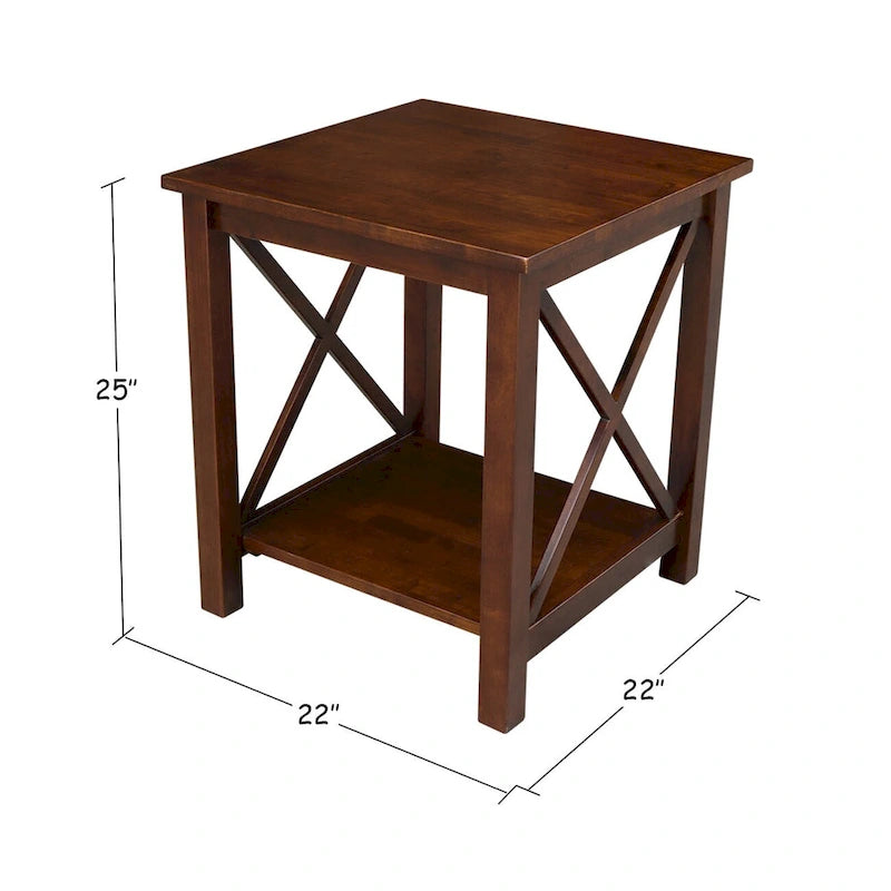 Solid Wood End Table with Butcher Block Top