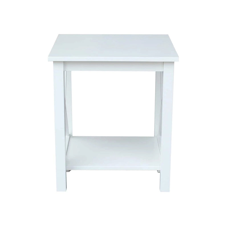 Solid Wood End Table with Butcher Block Top