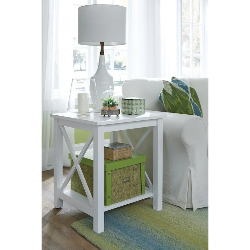 Solid Wood End Table with Butcher Block Top