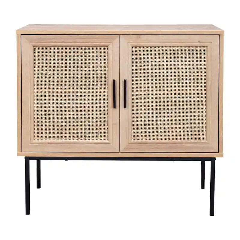2-Door Rattan Sideboard with Metal Legs