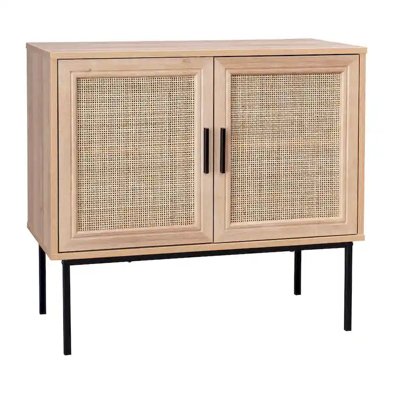 2-Door Rattan Sideboard with Metal Legs