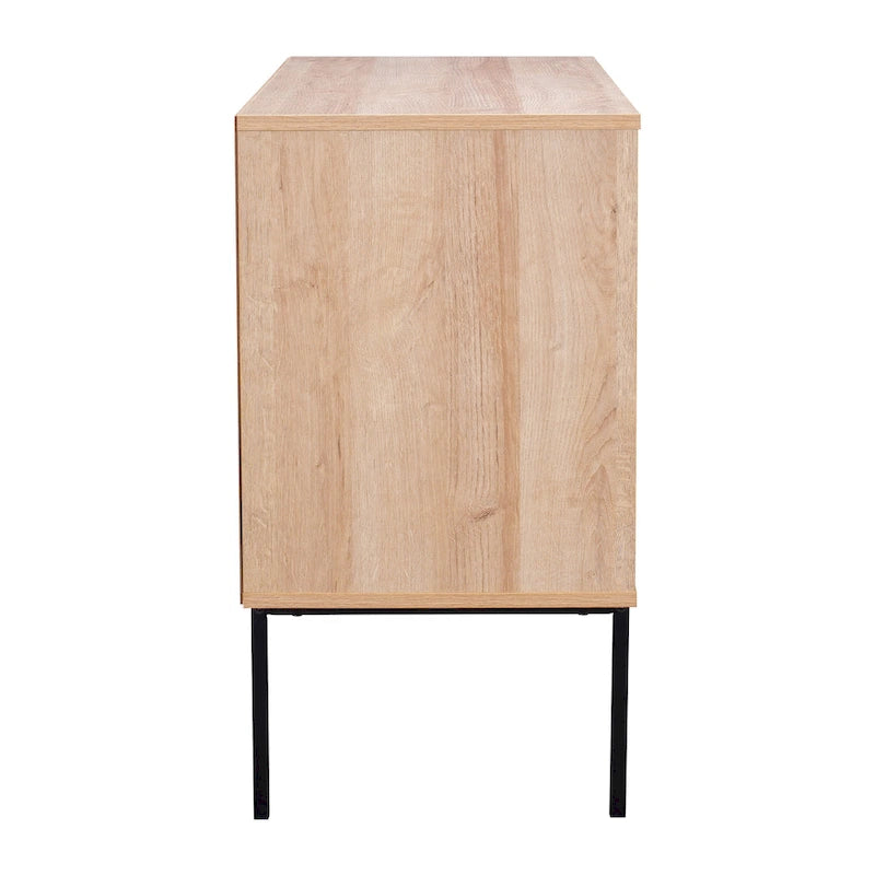 2-Door Rattan Sideboard with Metal Legs
