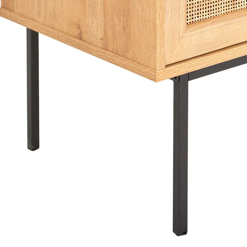2-Door Rattan Sideboard with Metal Legs