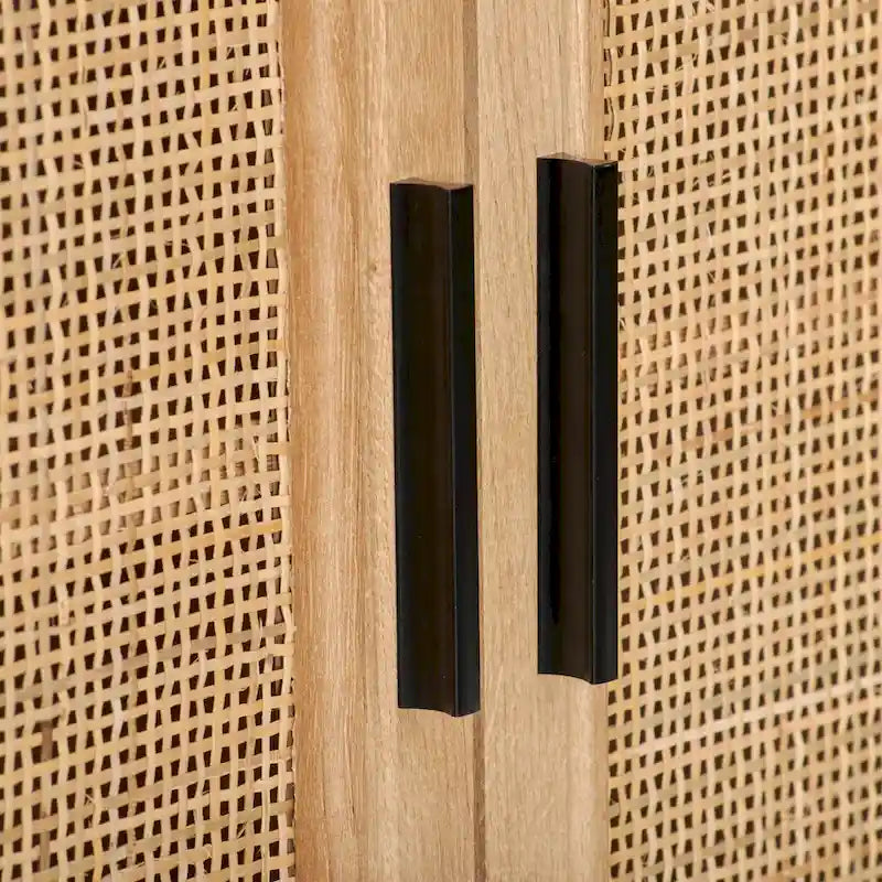 2-Door Rattan Sideboard with Metal Legs