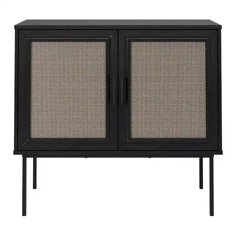 2-Door Rattan Sideboard with Metal Legs