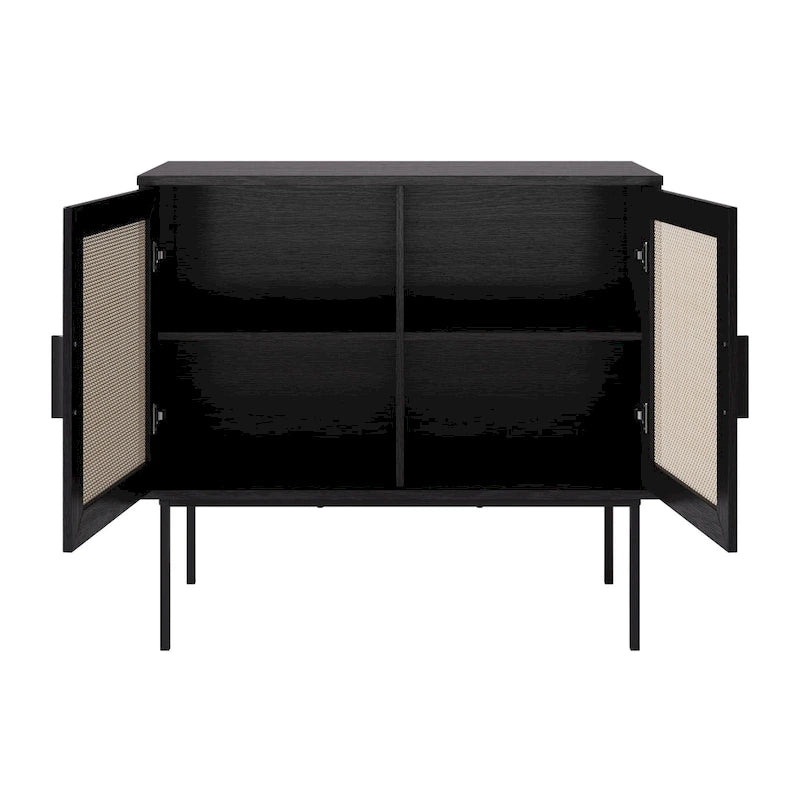 2-Door Rattan Sideboard with Metal Legs