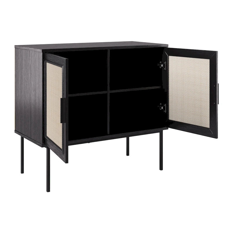2-Door Rattan Sideboard with Metal Legs