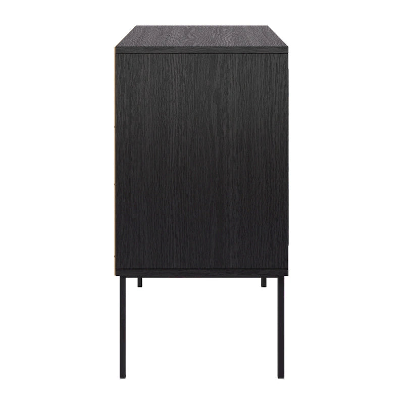 2-Door Rattan Sideboard with Metal Legs