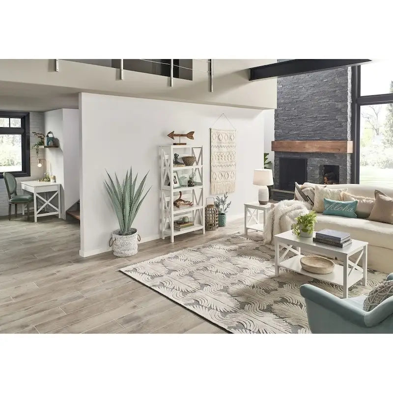 X-Frame Two-Tier End Table with Shelf