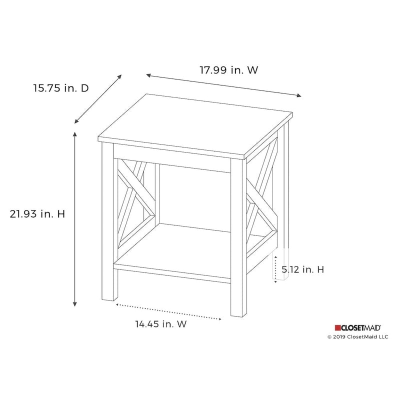 X-Frame Two-Tier End Table with Shelf