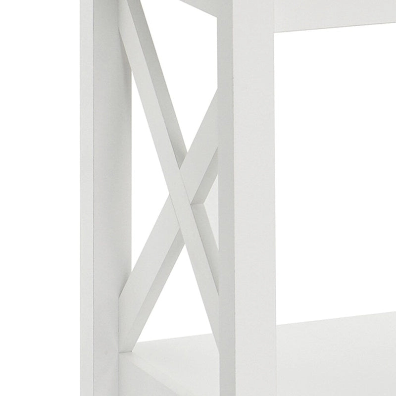 X-Frame Two-Tier End Table with Shelf