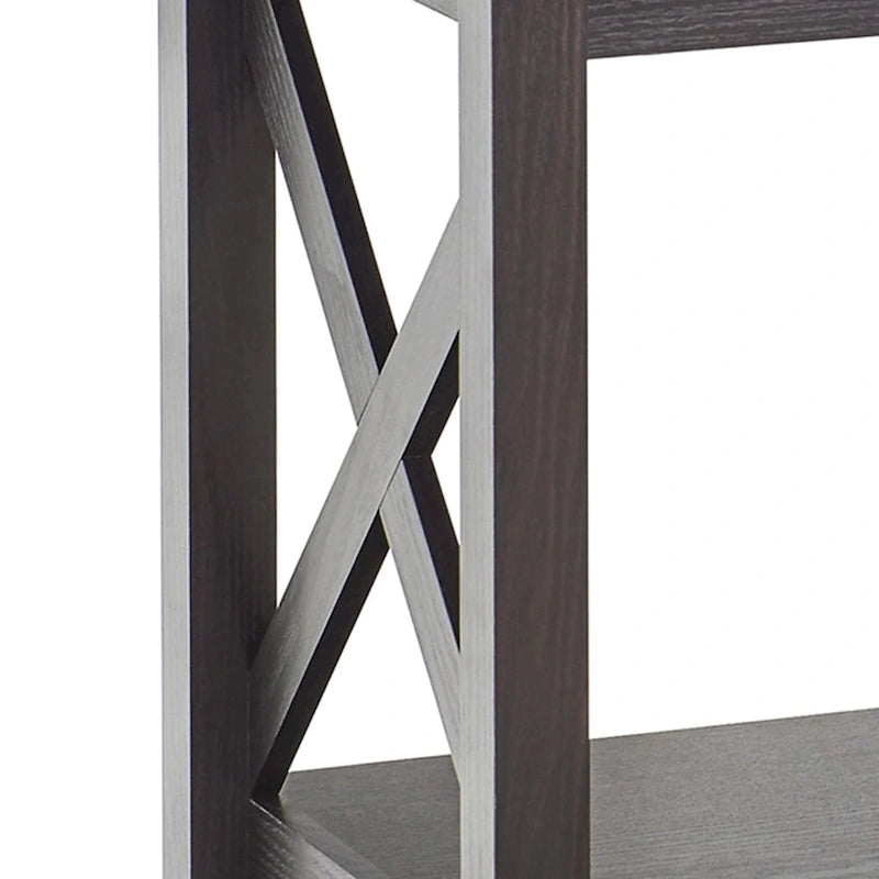 X-Frame Two-Tier End Table with Shelf