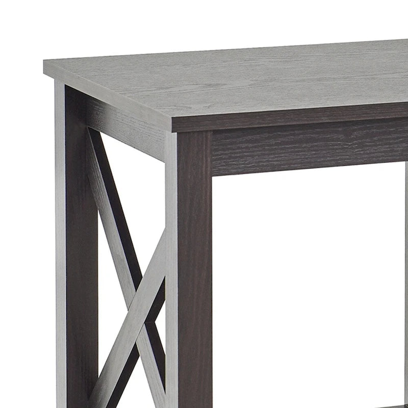 X-Frame Two-Tier End Table with Shelf