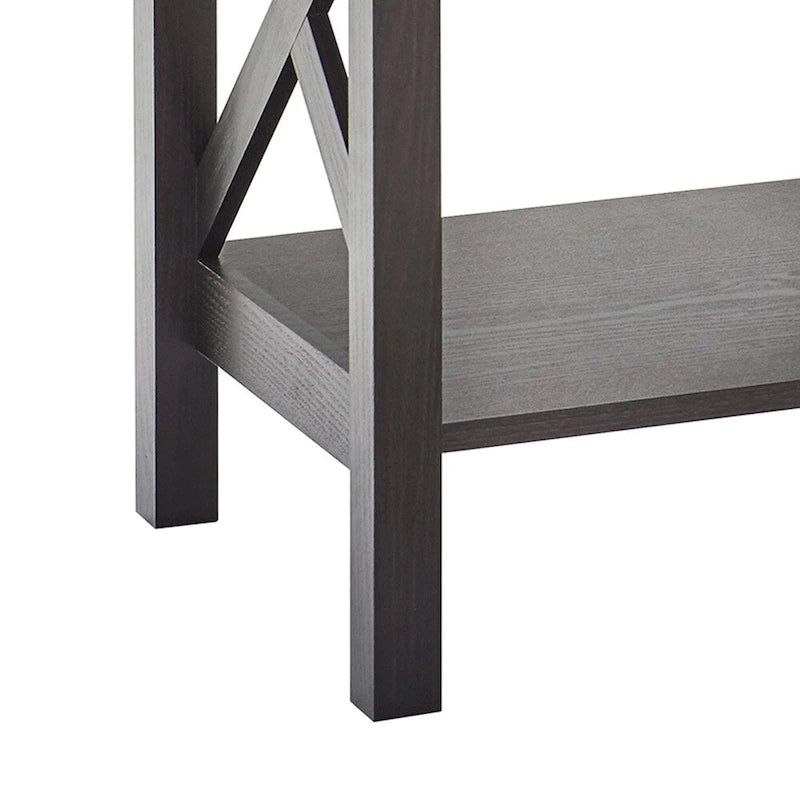 X-Frame Two-Tier End Table with Shelf
