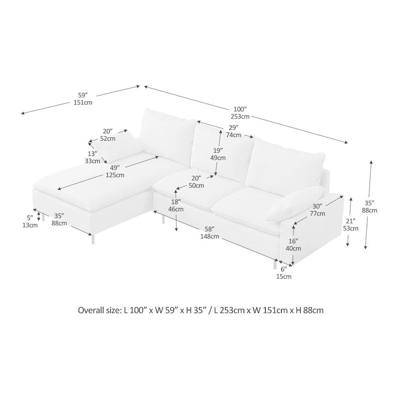 Large Chenille Fabric U-Shape Sectional Sofa