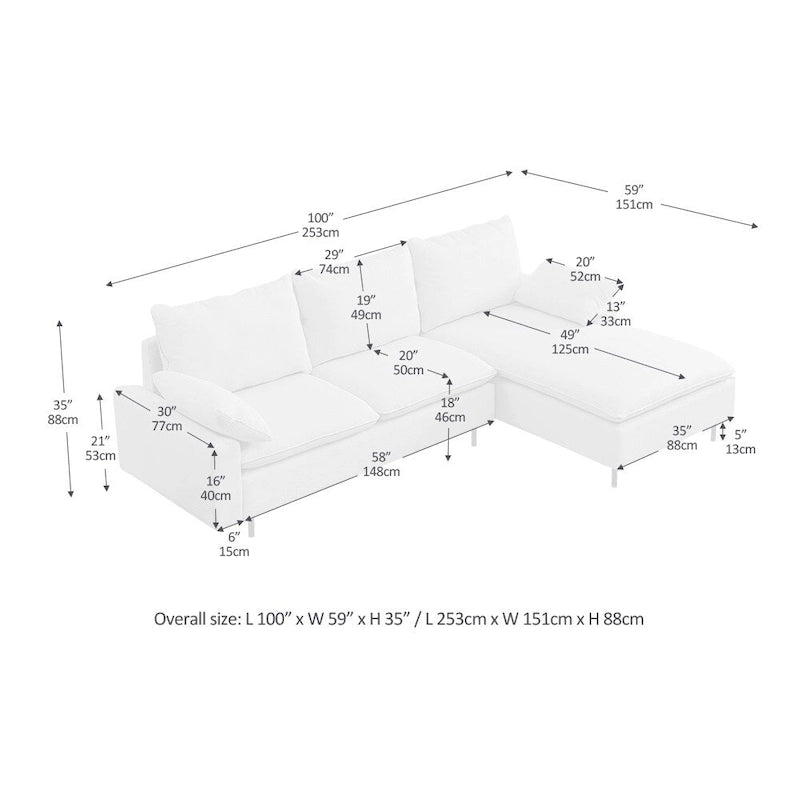 Large Chenille Fabric U-Shape Sectional Sofa
