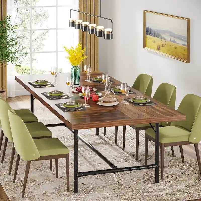 71-Inch Rectangular Dining Table with Metal Frame