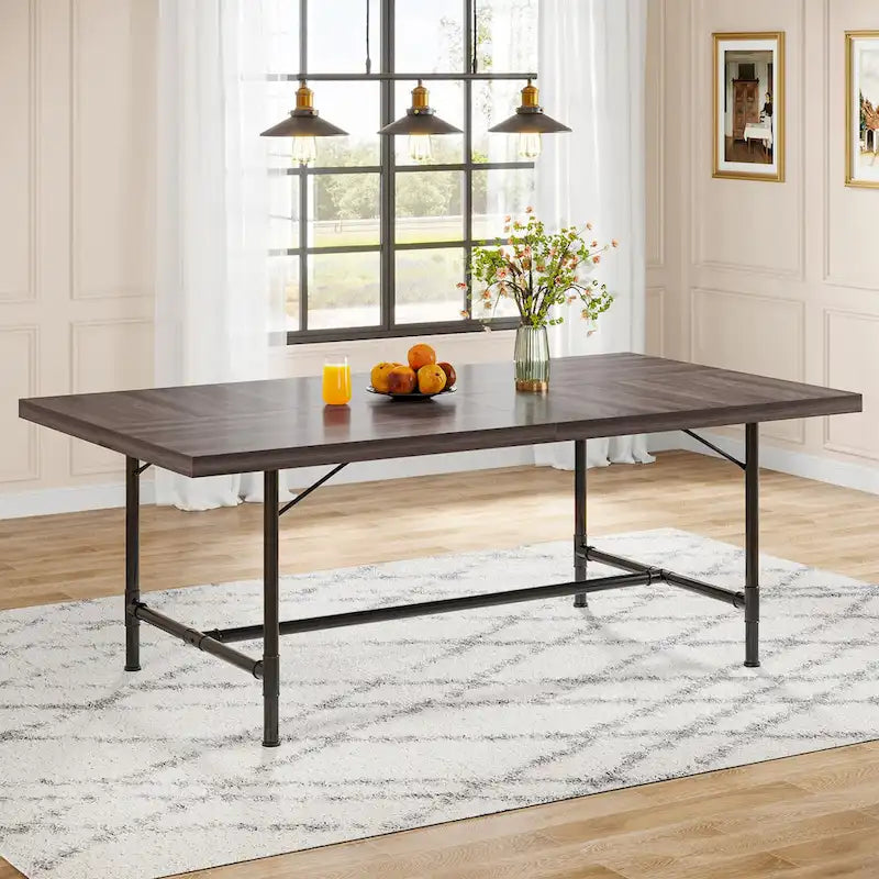 71-Inch Rectangular Dining Table with Metal Frame