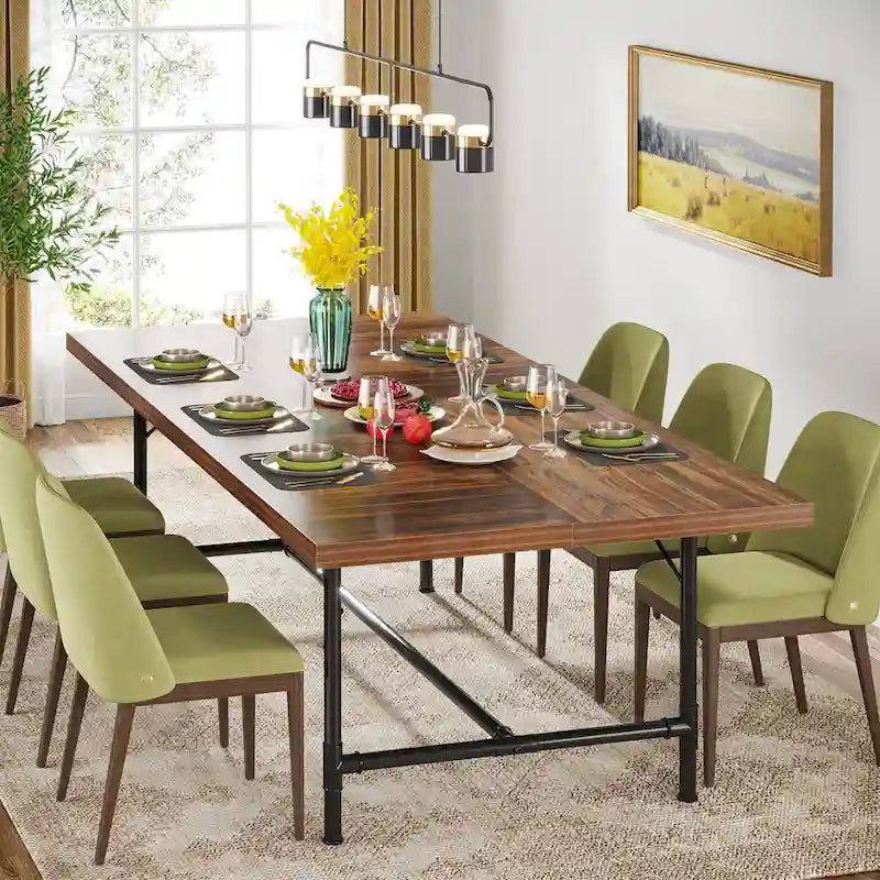 71-Inch Rectangular Dining Table with Metal Frame
