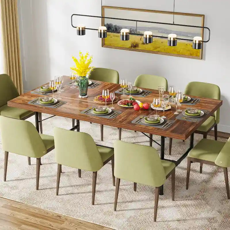 71-Inch Rectangular Dining Table with Metal Frame