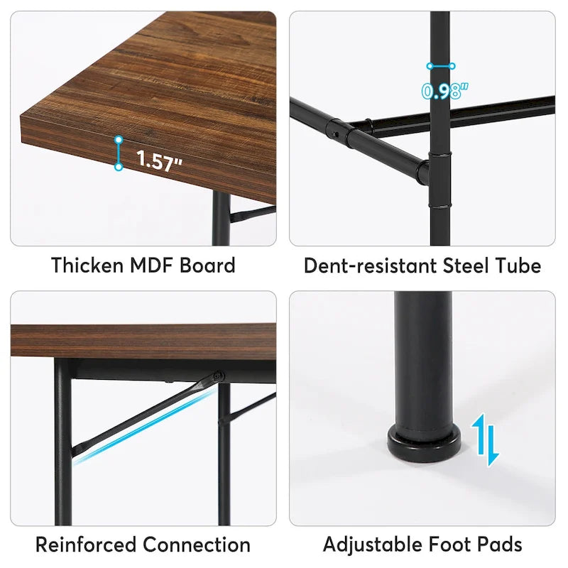 71-Inch Rectangular Dining Table with Metal Frame