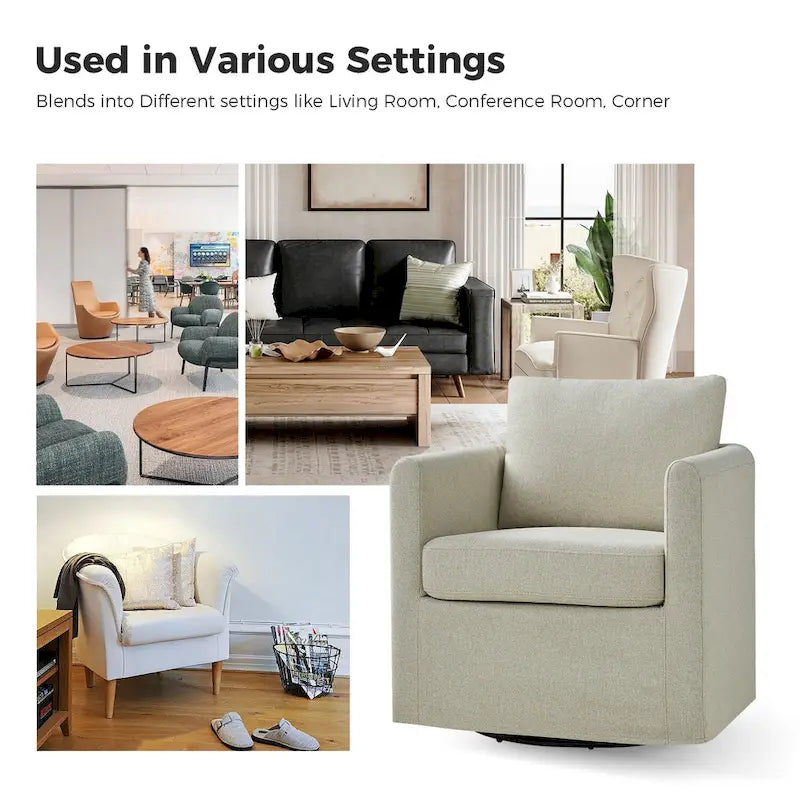 360-Degree Swivel Chair with Removable Slipcover