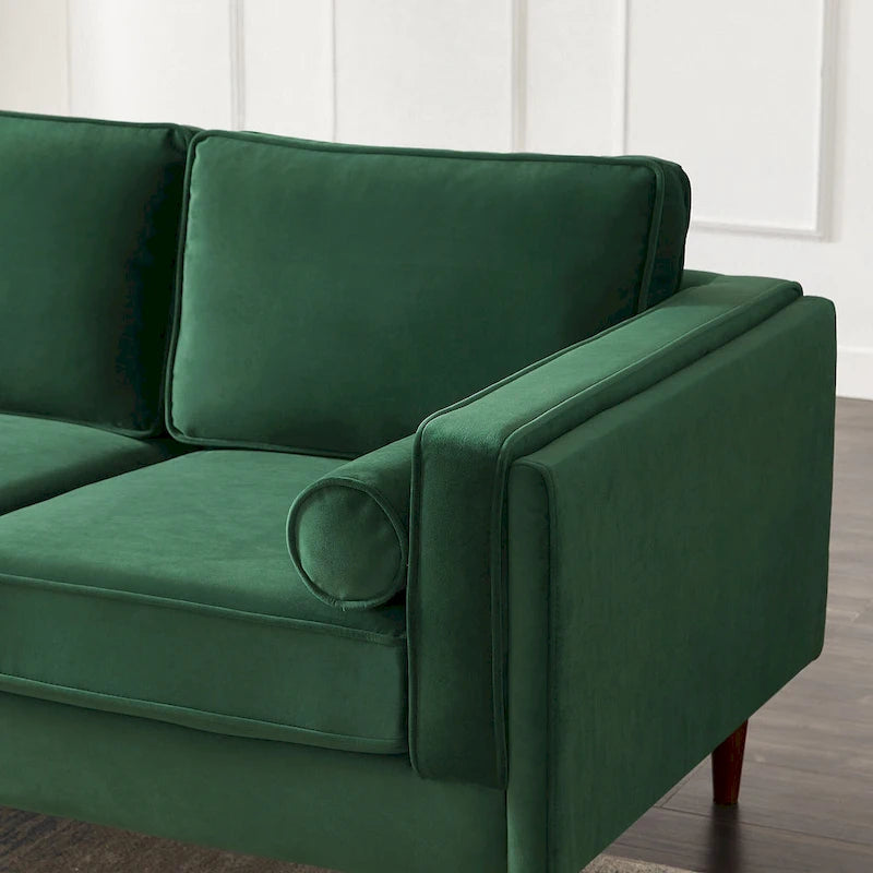 Teal Velvet Sofa with Square Arms