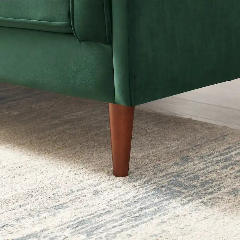 Teal Velvet Sofa with Square Arms