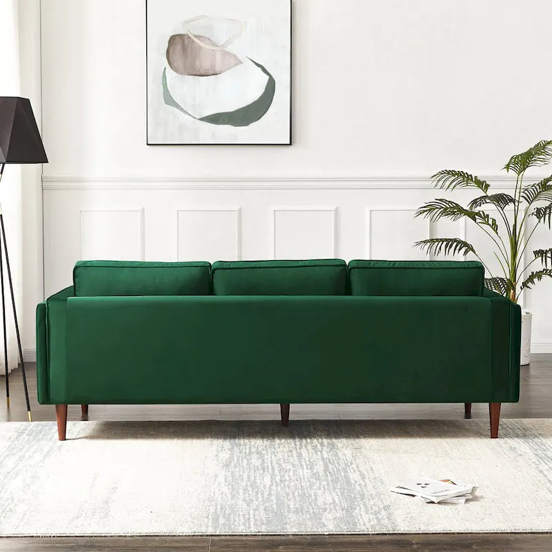 Teal Velvet Sofa with Square Arms