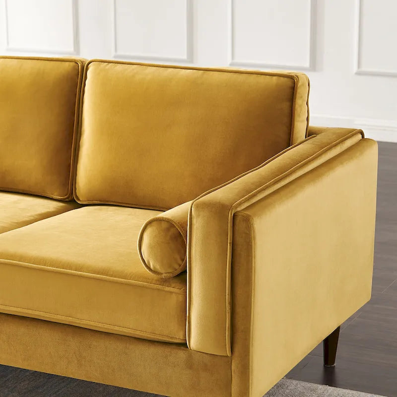 Teal Velvet Sofa with Square Arms
