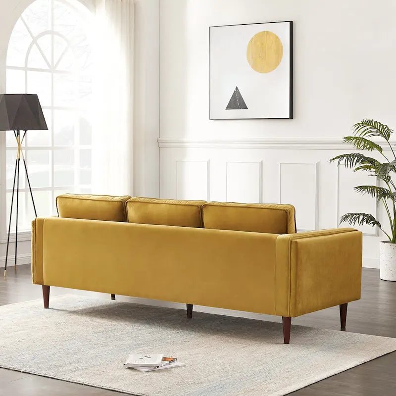 Teal Velvet Sofa with Square Arms