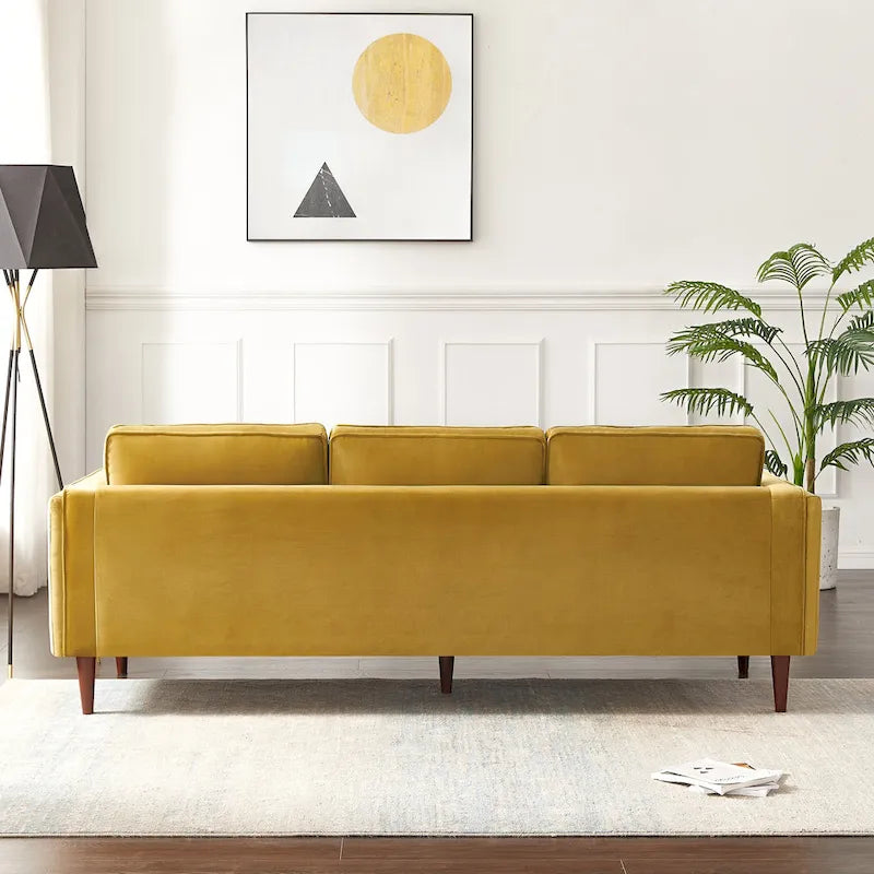 Teal Velvet Sofa with Square Arms