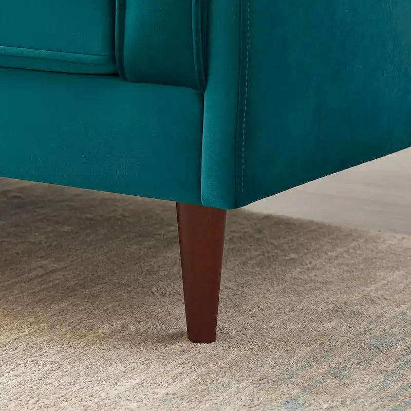 Teal Velvet Sofa with Square Arms