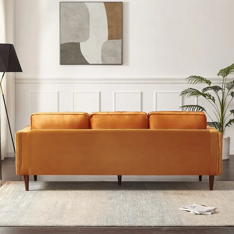 Teal Velvet Sofa with Square Arms
