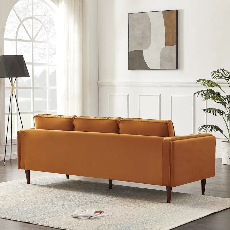 Teal Velvet Sofa with Square Arms