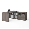 L-Shaped Desk with 2 Drawers and Storage Compartments