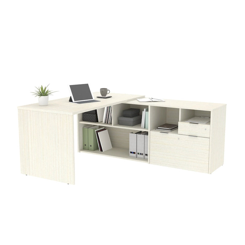 L-Shaped Desk with 2 Drawers and Storage Compartments