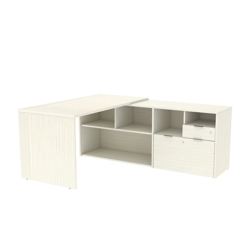 L-Shaped Desk with 2 Drawers and Storage Compartments