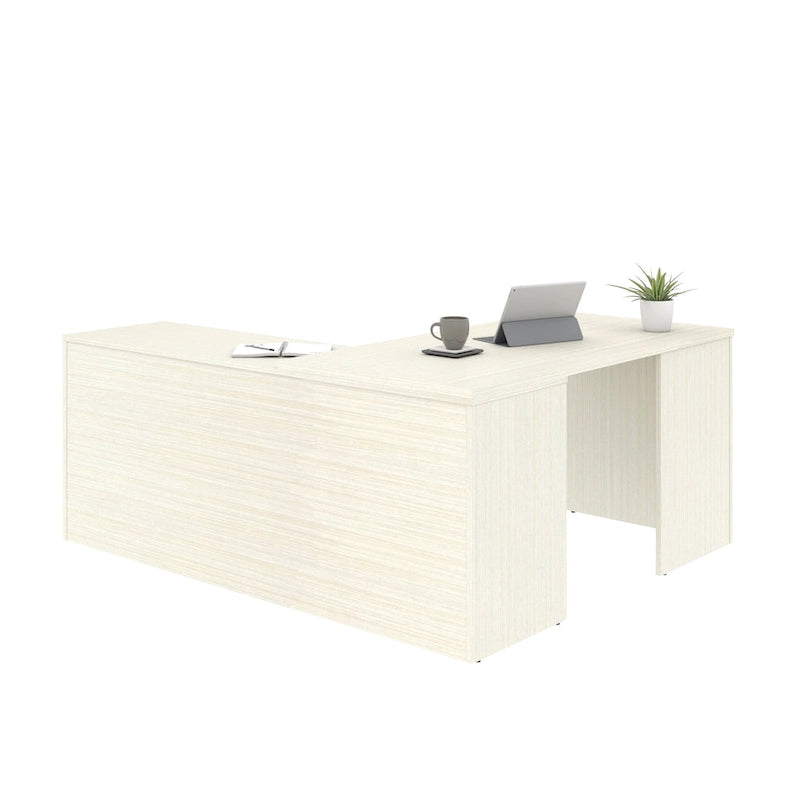 L-Shaped Desk with 2 Drawers and Storage Compartments