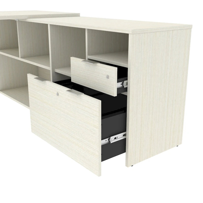 L-Shaped Desk with 2 Drawers and Storage Compartments