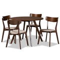 5-Piece Round Dining Set with Upholstered Chairs