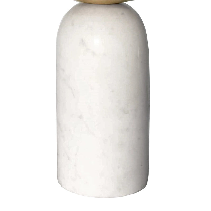 Round Brass and White Marble Accent Table