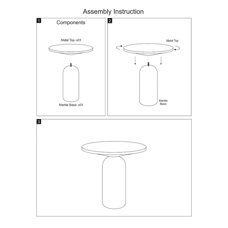 Round Brass and White Marble Accent Table
