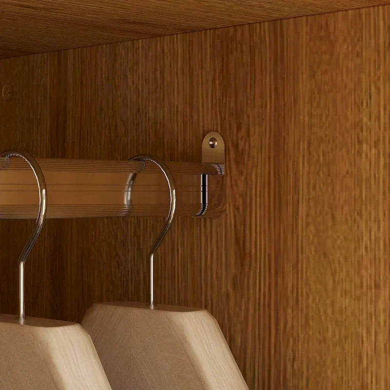 Wood Wardrobe Closet with Hanging Rod and Drawers - Storage Organizer