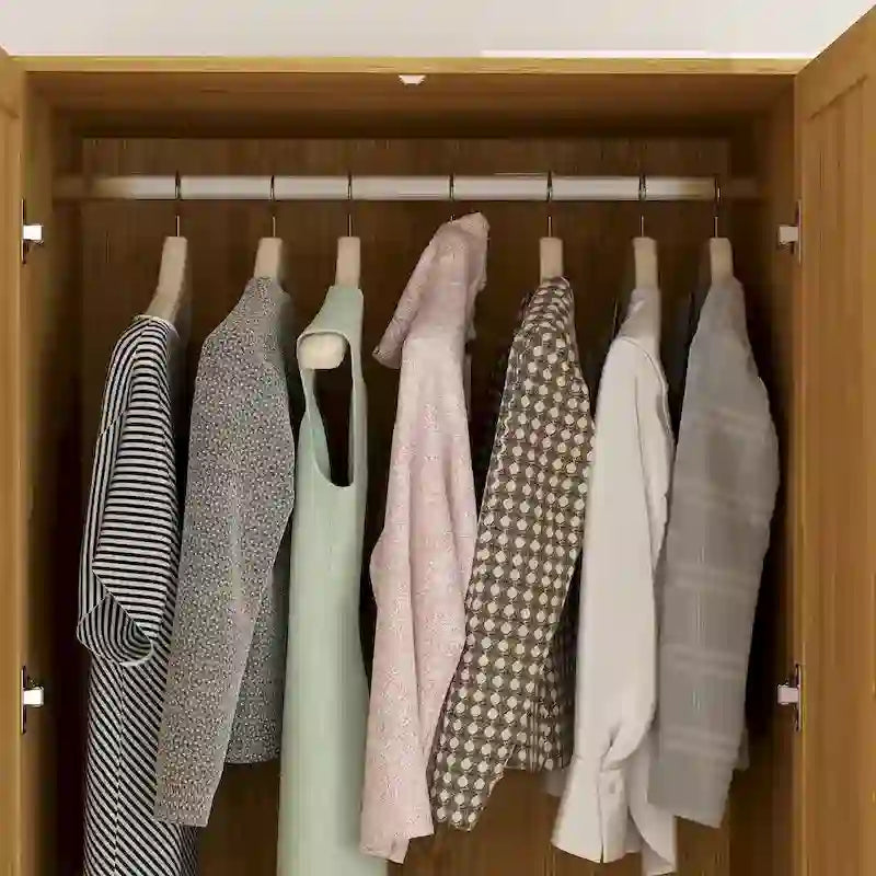 Wood Wardrobe Closet with Hanging Rod and Drawers - Storage Organizer