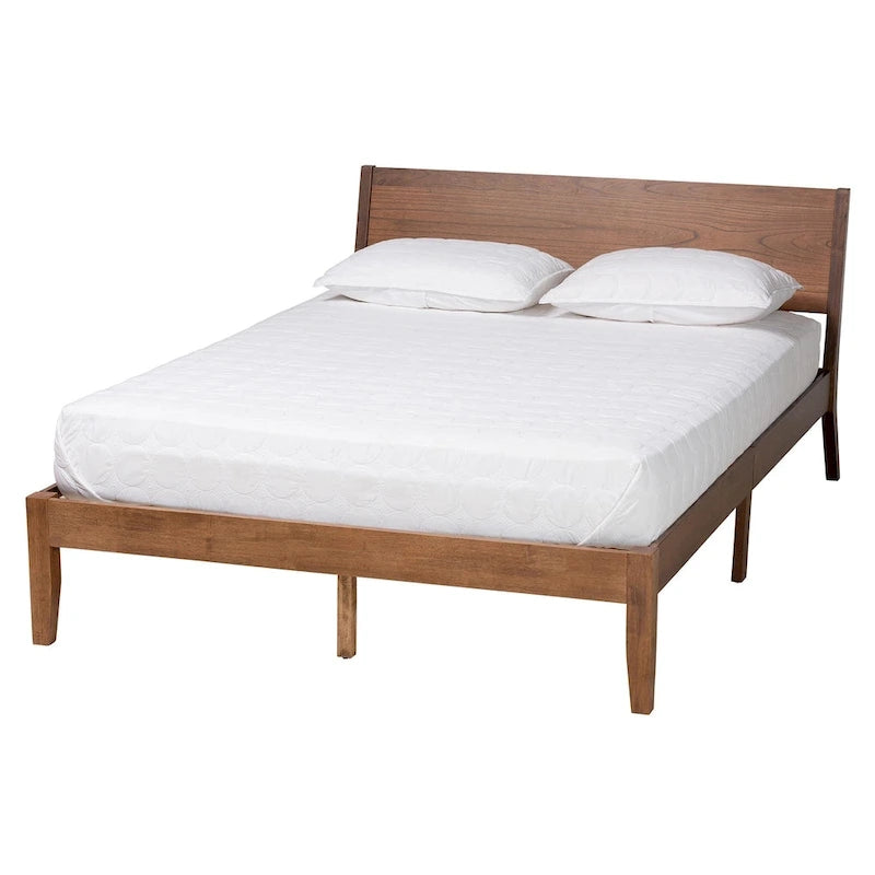 Walnut Brown Wood Platform Bed