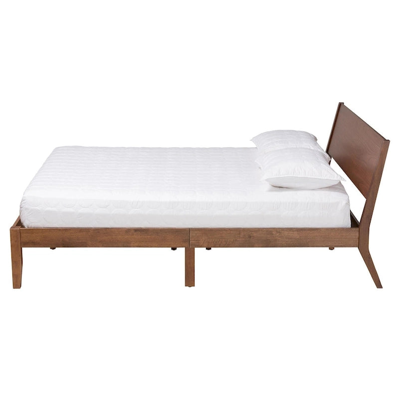 Walnut Brown Wood Platform Bed