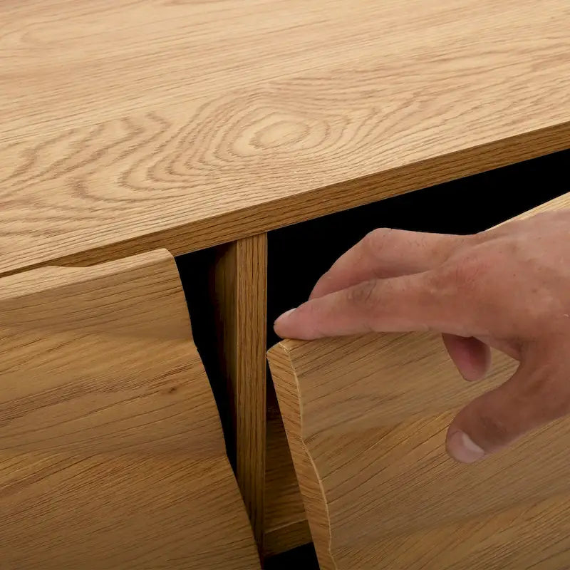 63-Inch TV Stand with 4 Doors and Wave Design